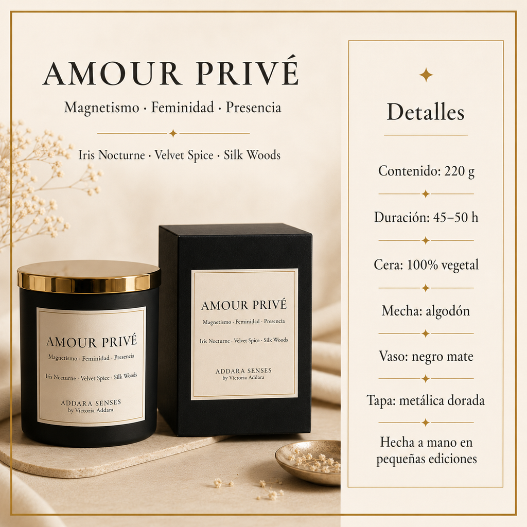 Vela Perfumada | Amour Prive | Colección Origen | Addara Senses | Victoria Addara