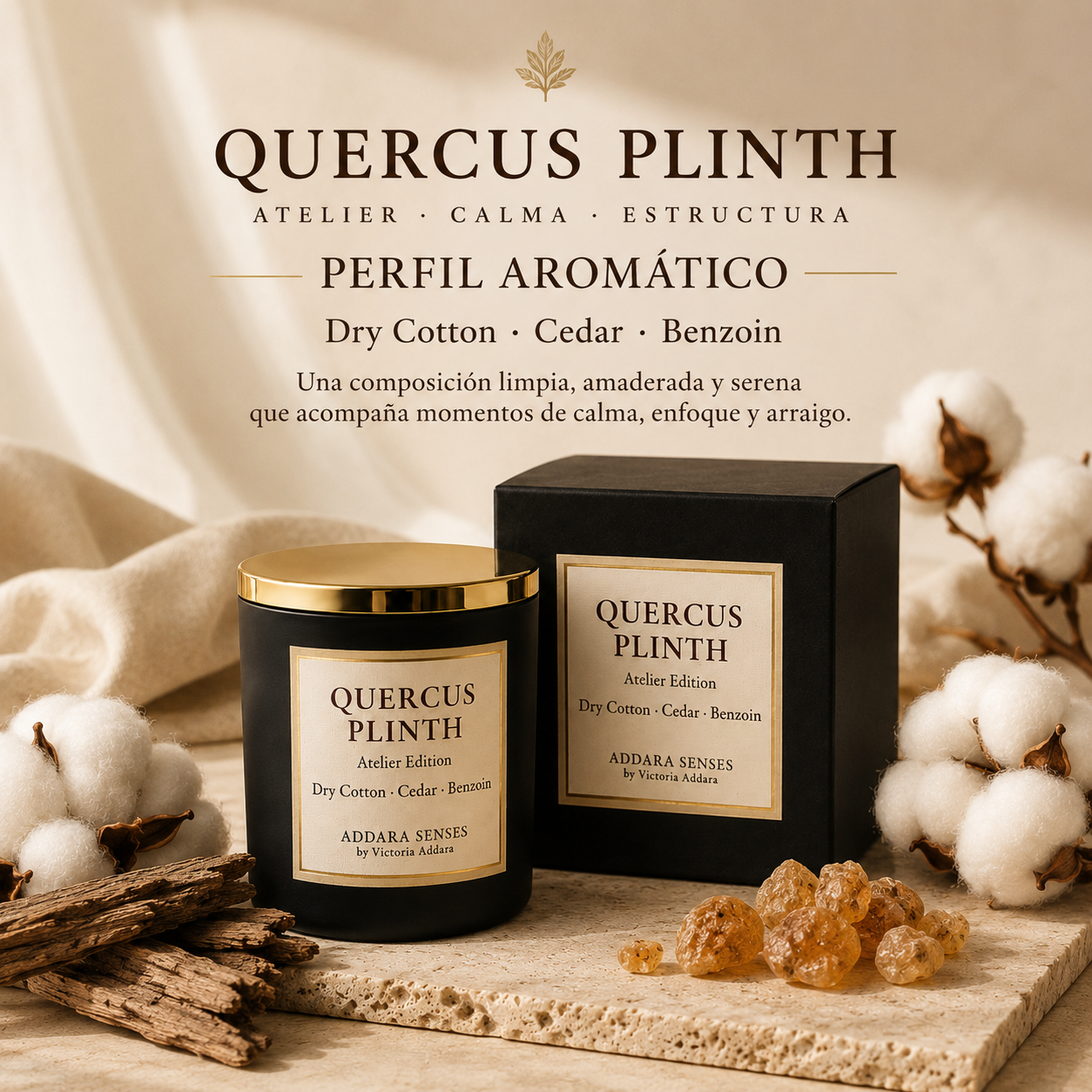 Vela Perfumada | Quercus Plinth | Colección Origen | Addara Senses