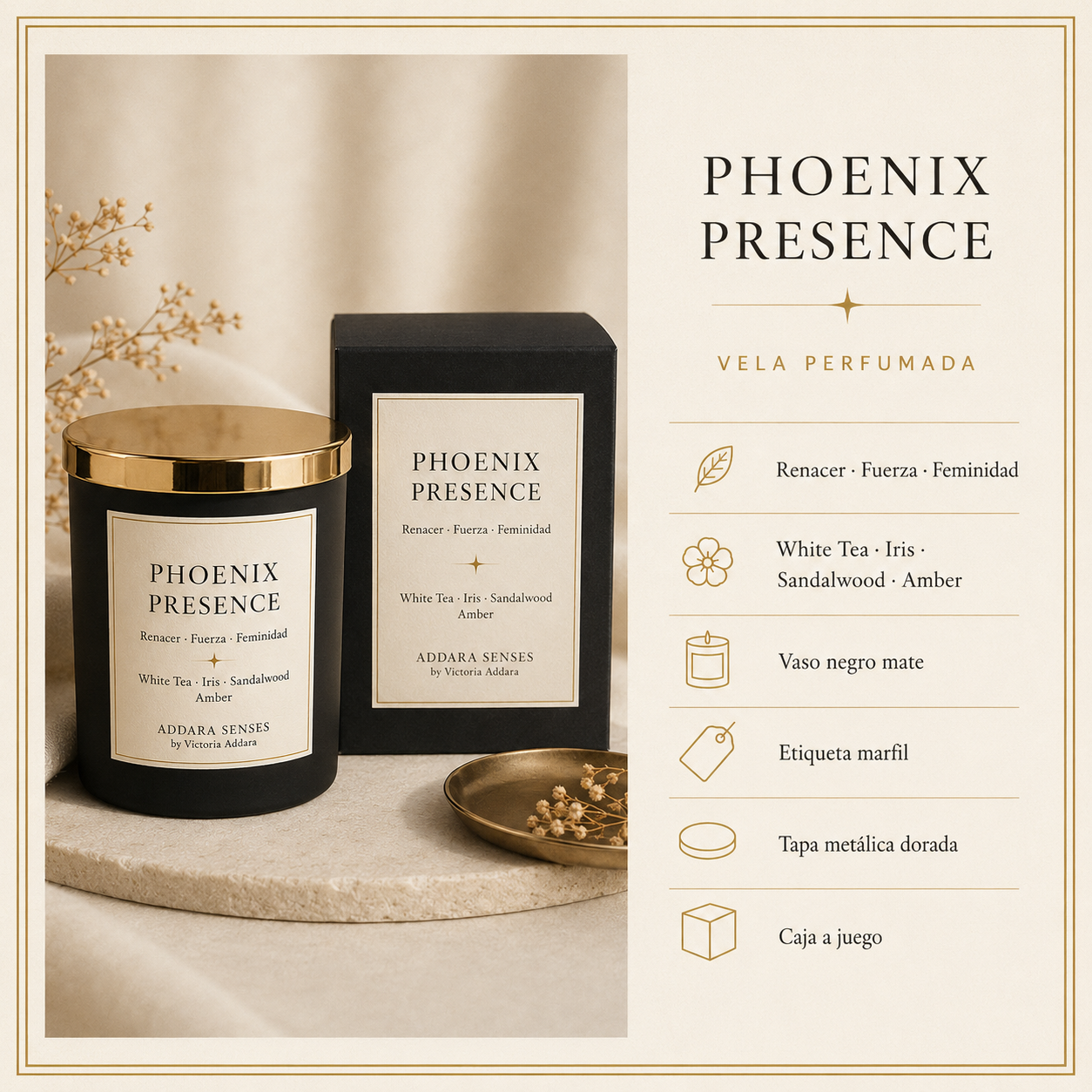 Vela Perfumada | Phoenix Presence | Colección Origen | Addara Senses