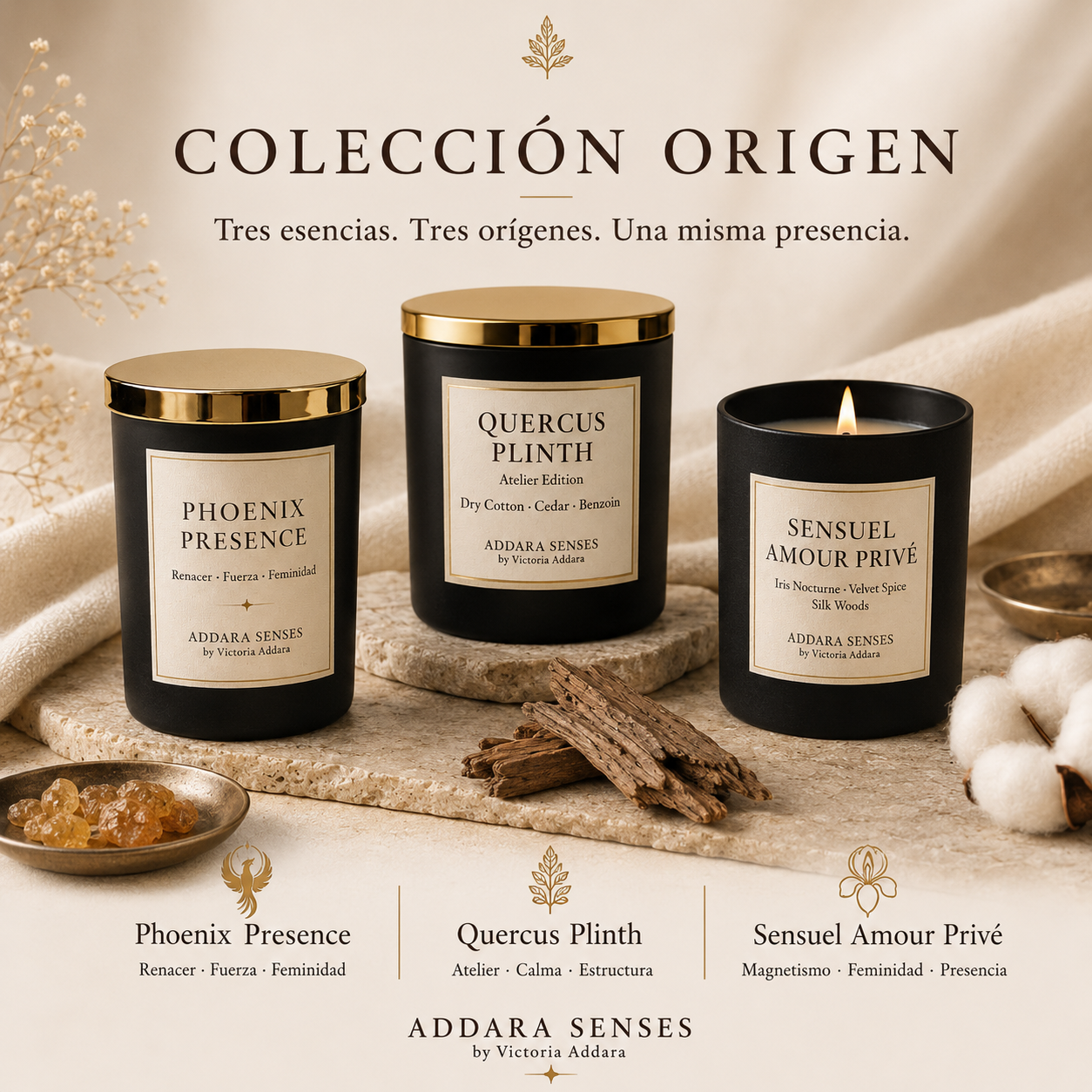 Vela Perfumada | Quercus Plinth | Colección Origen | Addara Senses